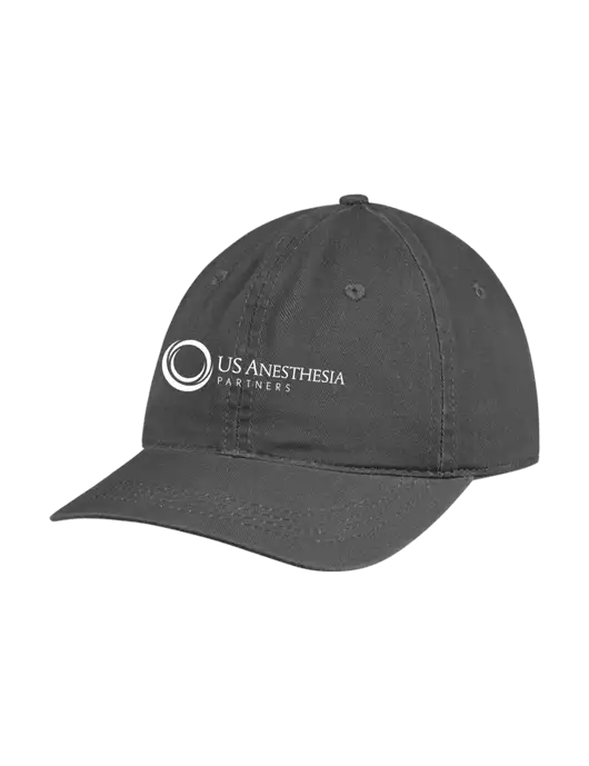 Garment Washed Unstructured Twill Charcoal Cap w/US Anesthesia Partners Logo