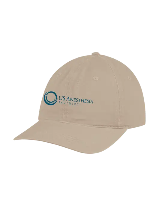 Garment Washed Unstructured Twill Tan Cap w/US Anesthesia Partners Logo