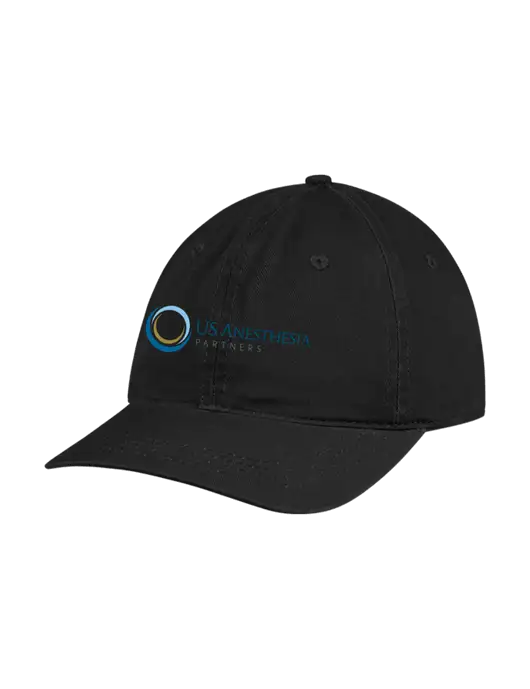 Garment Washed Unstructured Twill Black Cap w/US Anesthesia Partners Logo