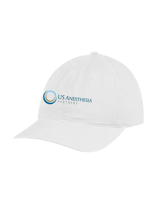 Garment Washed Unstructured Twill White Cap w/US Anesthesia Partners Logo