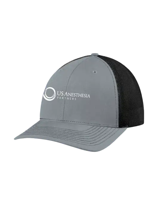 Richardson Adjustable Snapback Original 112 Trucker Cap Heather Grey w/Black Mesh w/US Anesthesia Partners Logo