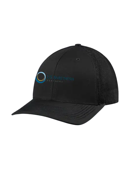 Richardson Adjustable Snapback Original 112 Trucker Cap Black w/Black Mesh w/US Anesthesia Partners Logo