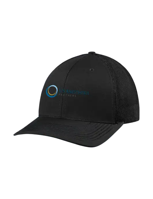 Richardson Adjustable Snapback Original 112 Trucker Cap Black w/Black Mesh w/US Anesthesia Partners Logo