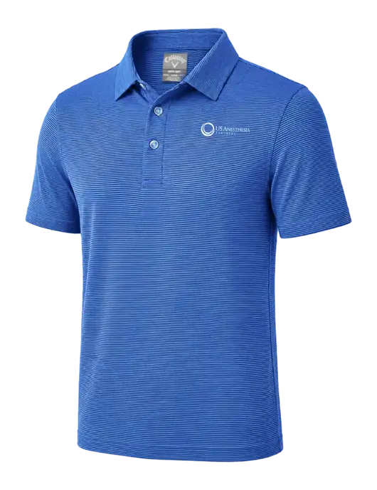 Callaway Royal Blue Fine Line Stripe Polo w/US Anesthesia Partners Logo