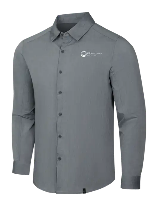 OGIO Medium Grey Heather Commuter Woven Shirt w/US Anesthesia Partners Logo