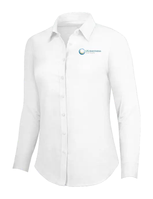 White Womens SuperPro Oxford Shirt w/US Anesthesia Partners Logo