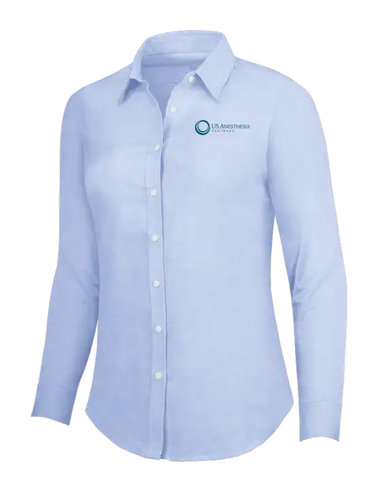 Light Blue Womens SuperPro Oxford Shirt w/US Anesthesia Partners Logo