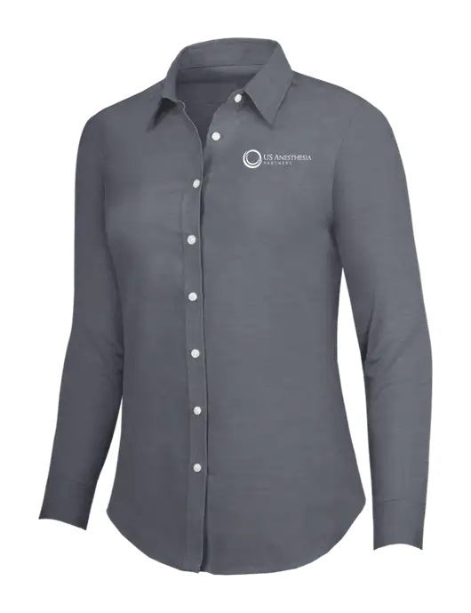 Dark Grey Womens SuperPro Oxford Shirt w/US Anesthesia Partners Logo