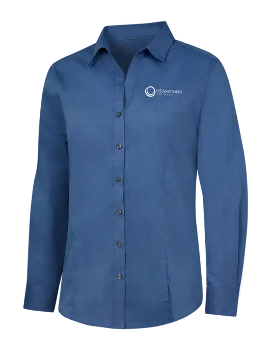 Light Navy Womens Crosshatch Easy Care Shirt w/US Anesthesia Partners Logo