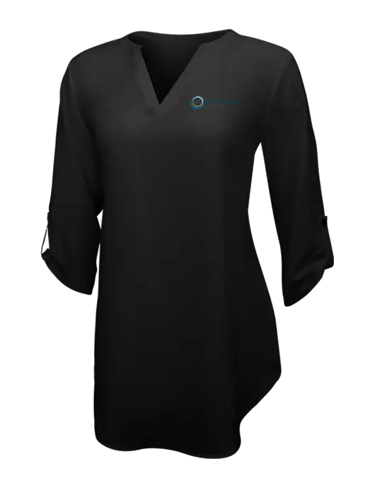 Womens Black 3/4 Sleeve Tunic Blouse w/US Anesthesia Partners Logo