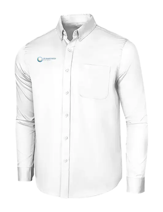 Long Sleeve White Superpro React Twill Shirt w/US Anesthesia Partners Logo