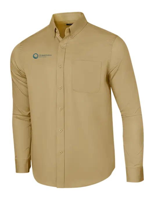 Long Sleeve Dark Tan Superpro React Twill Shirt w/US Anesthesia Partners Logo