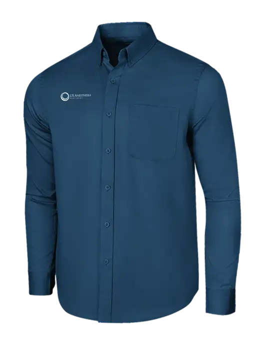 Long Sleeve Light Navy Superpro React Twill Shirt w/US Anesthesia Partners Logo