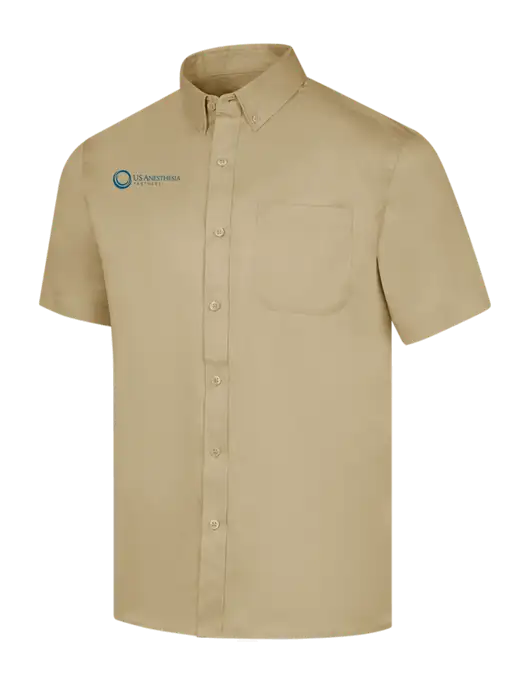 Short Sleeve Dark Tan Superpro React Twill Shirt w/US Anesthesia Partners Logo