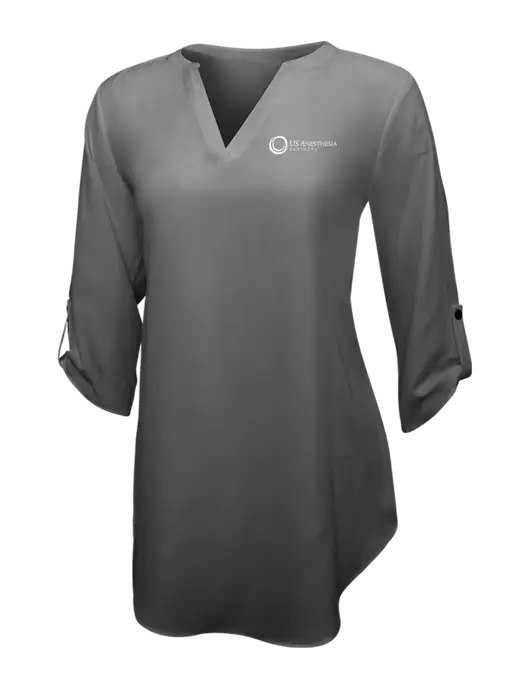 Dark Grey Womens 3/4 Sleeve Tunic Blouse w/US Anesthesia Partners Logo