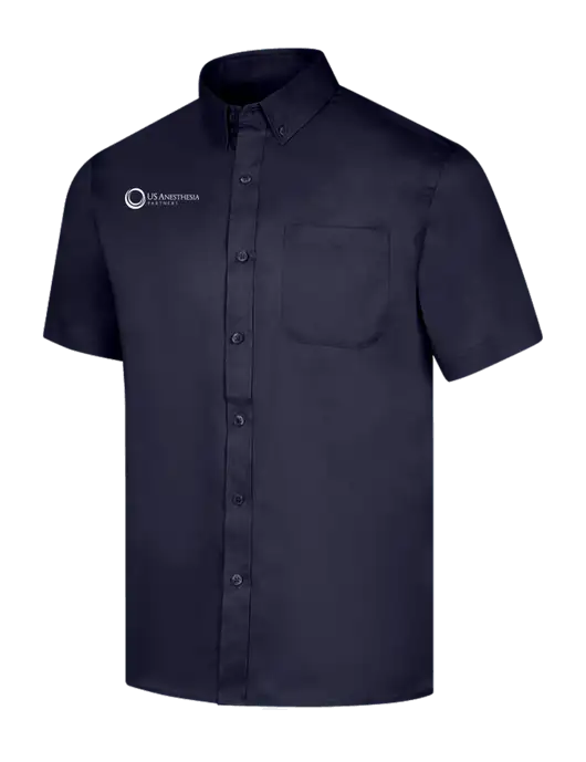 Short Sleeve Navy Superpro React Twill Shirt w/US Anesthesia Partners Logo