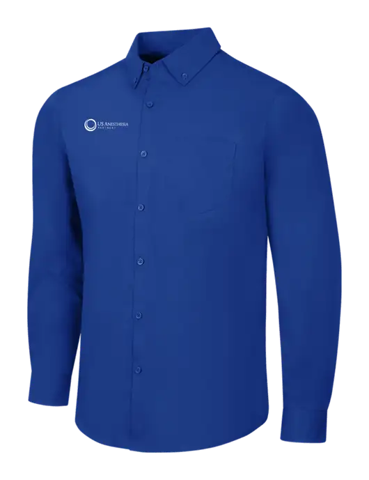 Dark Royal Long Sleeve Carefree Poplin Shirt w/US Anesthesia Partners Logo