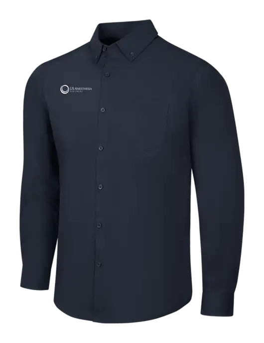 Navy Long Sleeve Carefree Poplin Shirt w/US Anesthesia Partners Logo