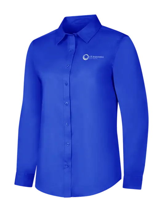 Womens Long Sleeve Dark Royal Superpro React Twill Shirt w/US Anesthesia Partners Logo