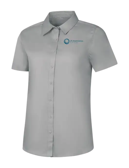 Womens Light Grey Short Sleeve Superpro React Twill Shirt w/US Anesthesia Partners Logo
