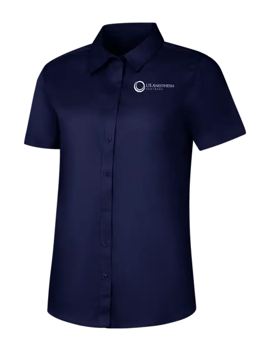 Womens Navy Short Sleeve Superpro React Twill Shirt w/US Anesthesia Partners Logo