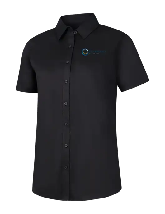 Womens Black Short Sleeve Superpro React Twill Shirt w/US Anesthesia Partners Logo