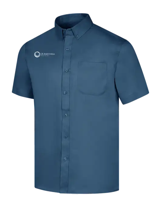 Short Sleeve Light Navy Superpro React Twill Shirt w/US Anesthesia Partners Logo