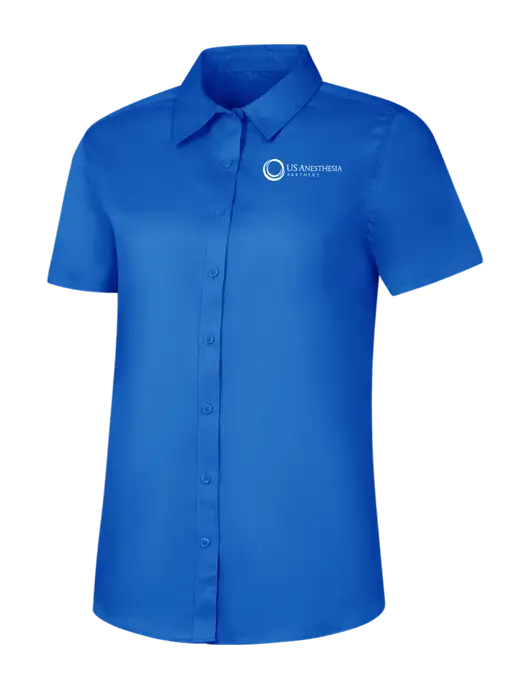 Womens Short Sleeve Royal Blue Superpro React Twill Shirt w/US Anesthesia Partners Logo