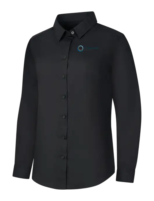 Womens Black Long Sleeve Carefree Poplin Shirt w/US Anesthesia Partners Logo