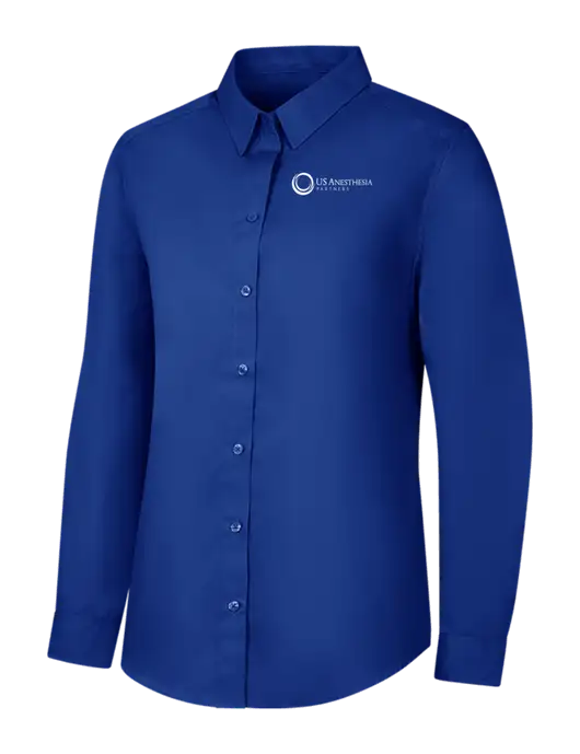 Womens Royal Long Sleeve Carefree Poplin Shirt w/US Anesthesia Partners Logo