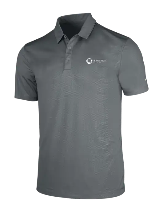 NIKE Medium Grey Dri-Fit Embossed Tri-Blade Polo w/US Anesthesia Partners Logo