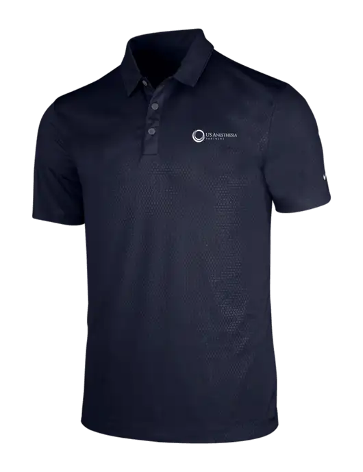 NIKE Dark Navy Dri-Fit Embossed Tri-Blade Polo w/US Anesthesia Partners Logo