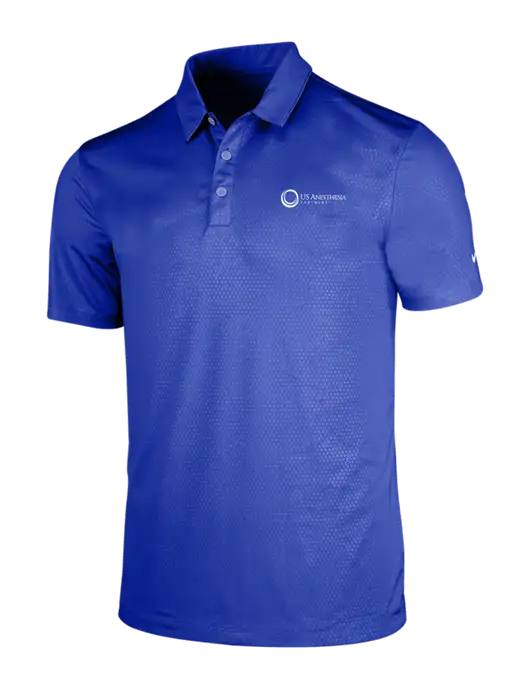 NIKE Dark Royal Dri-Fit Embossed Tri-Blade Polo w/US Anesthesia Partners Logo