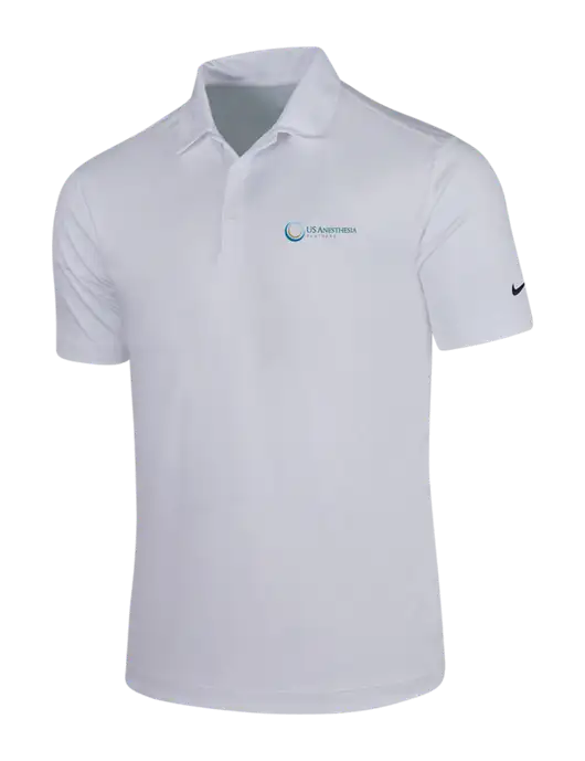 NIKE White Dri-Fit Vertical Mesh Polo w/US Anesthesia Partners Logo