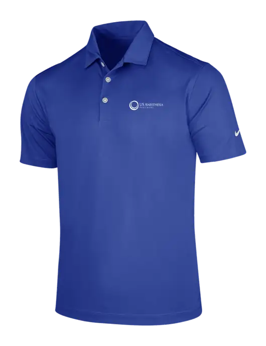 NIKE Dark Royal Dri-Fit Vertical Mesh Polo w/US Anesthesia Partners Logo
