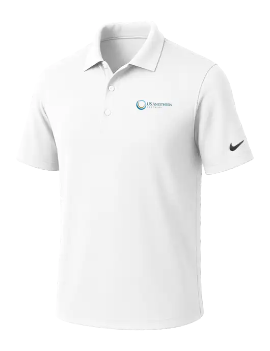 NIKE White Dri-Fit Micro Pique Polo w/US Anesthesia Partners Logo