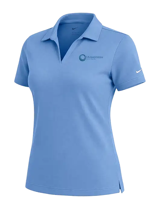 NIKE Carolina Blue Womens Dri-Fit Micro Pique Polo w/US Anesthesia Partners Logo