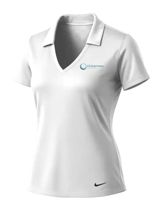 NIKE White Womens Dri-Fit Vertical Mesh Polo w/US Anesthesia Partners Logo