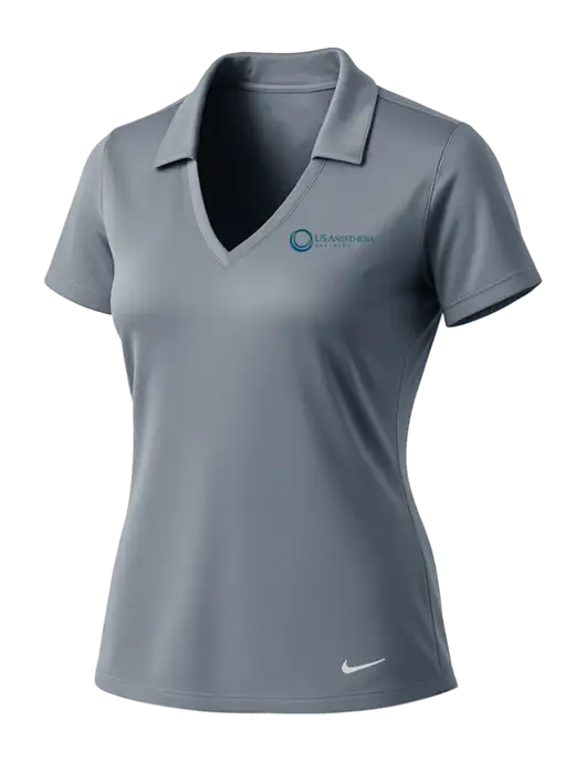 NIKE Medium Grey Womens Dri-Fit Vertical Mesh Polo w/US Anesthesia Partners Logo
