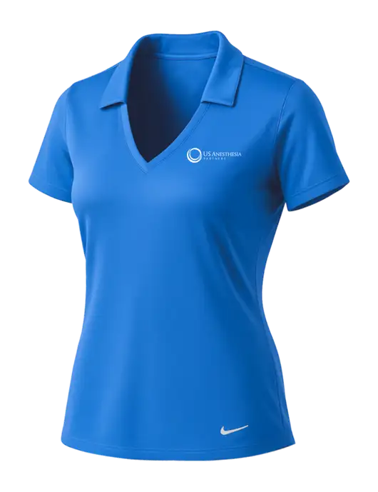 NIKE Carolina Blue Womens Dri-Fit Vertical Mesh Polo w/US Anesthesia Partners Logo