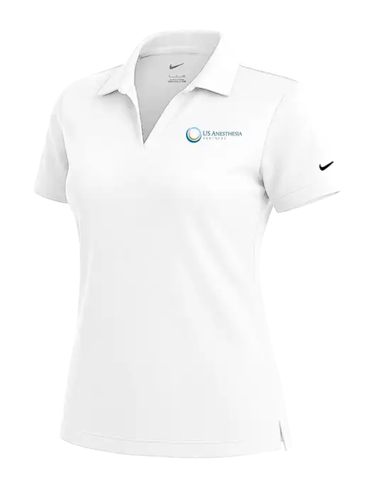 NIKE White Womens Dri-Fit Micro Pique Polo w/US Anesthesia Partners Logo