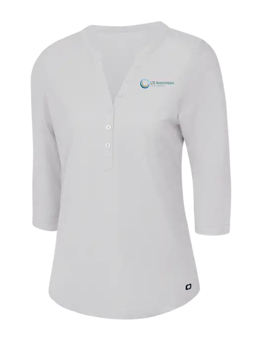 OGIO Bright White Jewel Henley w/US Anesthesia Partners Logo