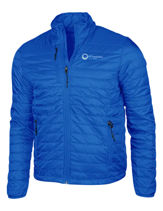 Dark Royal Blue Puffy Packable Jacket w/US Anesthesia Partners Logo