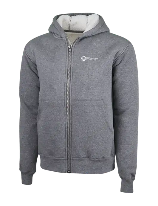 Cornerstone Grey Heather Heavyweight Sherpa Lined Hooded Fleece Jacket w/US Anesthesia Partners Logo
