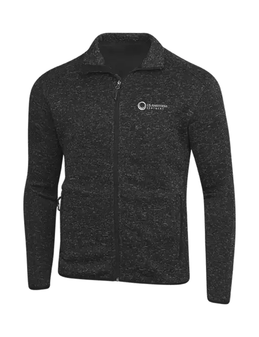 Black Heather Sweater Fleece Jacket w/US Anesthesia Partners Logo