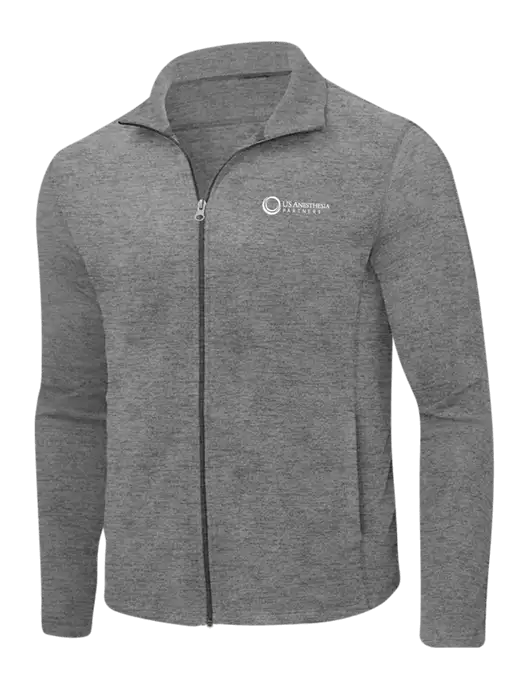 Medium Grey Heather Microfleece Full-Zip Jacket w/US Anesthesia Partners Logo