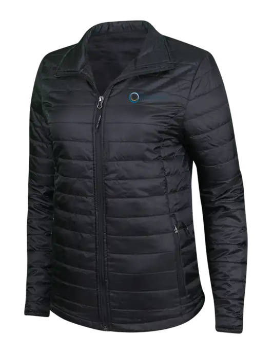 Womens Black Puffy Packable Jacket w/US Anesthesia Partners Logo