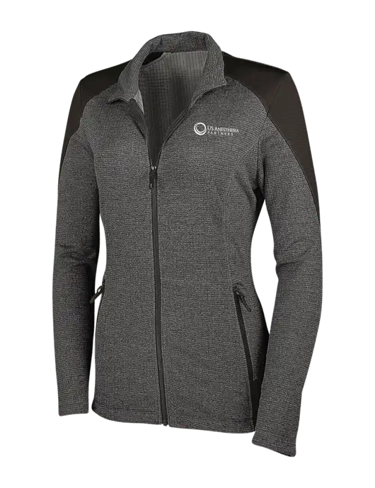 Medium Grey Heather Womens Grid Fleece Jacket w/US Anesthesia Partners Logo