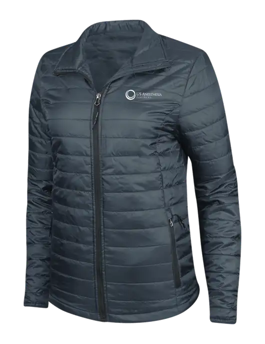 Navy Womens Puffy Packable Jacket w/US Anesthesia Partners Logo
