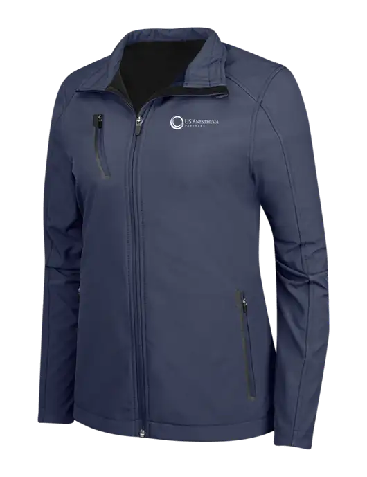 Navy Womens Welded Softshell Jacket w/US Anesthesia Partners Logo